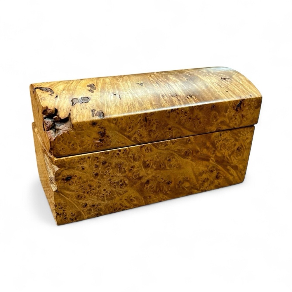 Vintage Michael Elkan Studio Crafted Burl Wood Lidded 5.75"‎ Trinket Jewelry Box